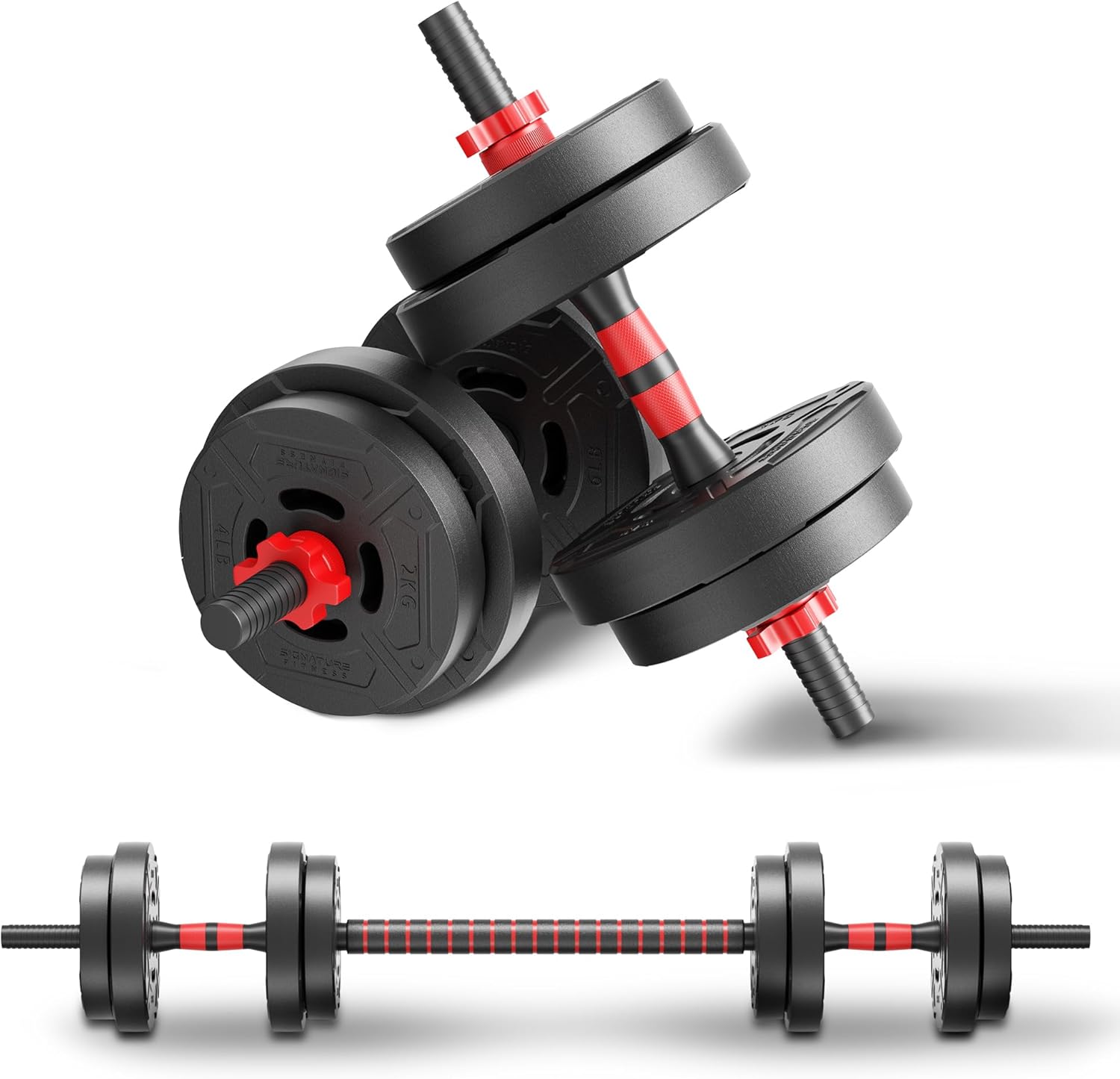 Dumbbell Set - 22lb 2-in-1 Adjustable Dumbbell & Barbell