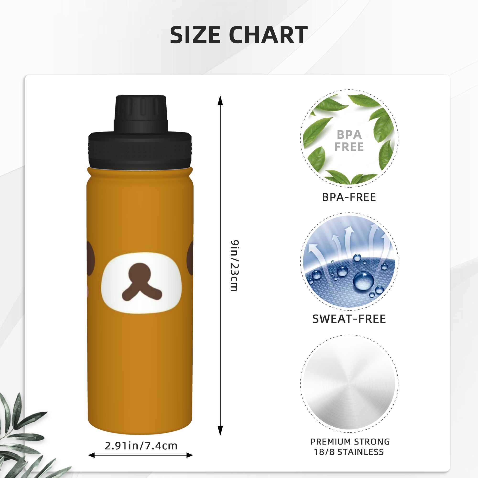 Cartoon Bear Rilakkumas 18OZ S - Sports Water Bottle Insulated 评论和价格