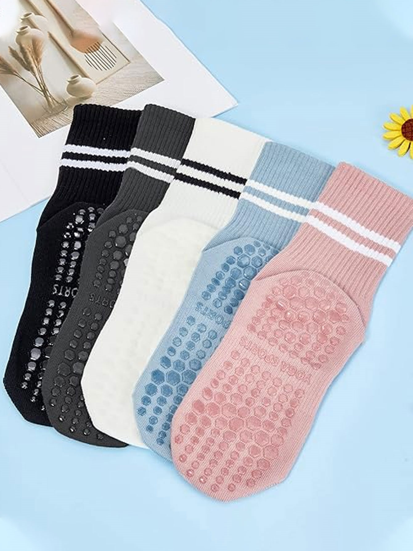 3 Pairs of Yoga Socks, Non-Sli - Jump Rope 评论和价格