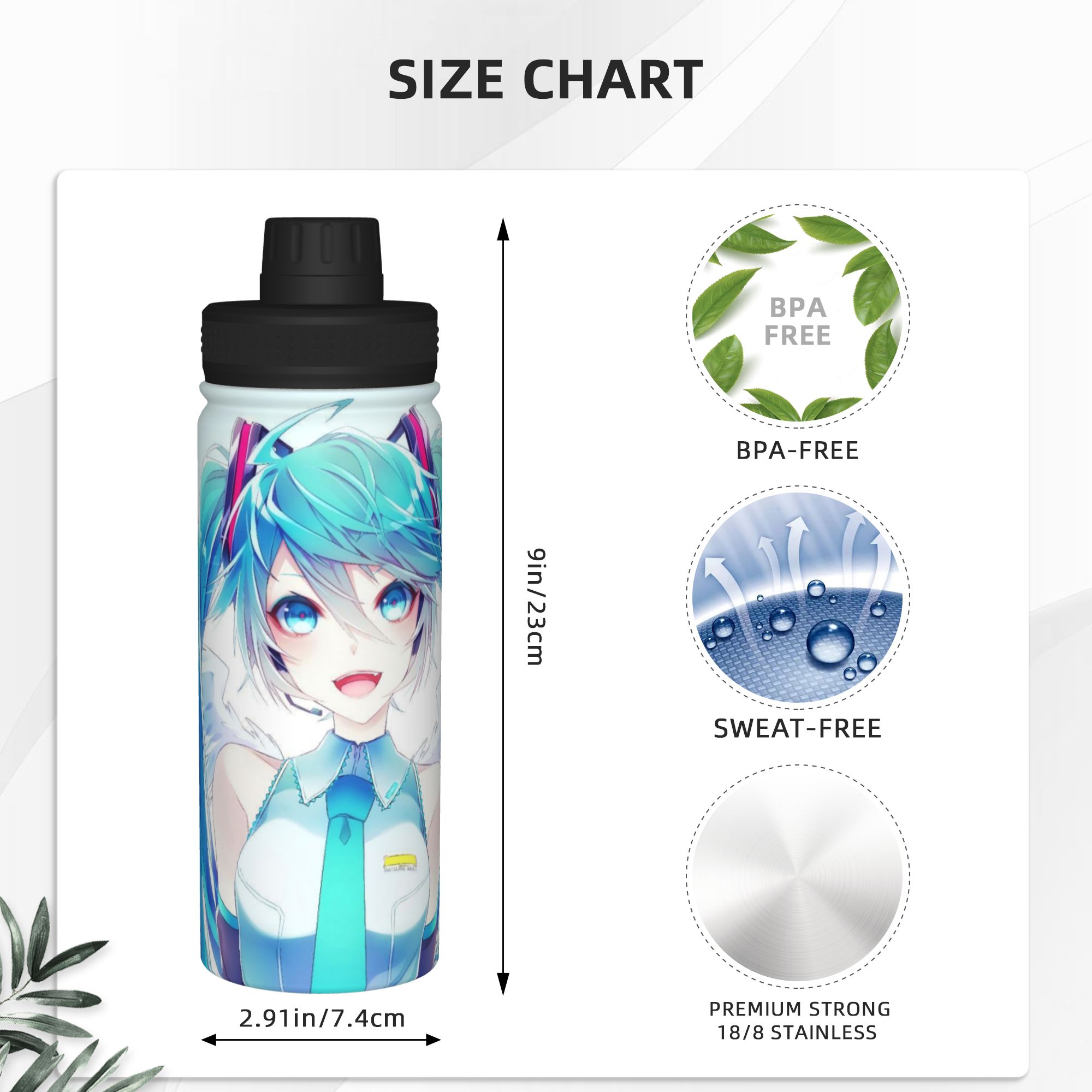Anime Hatsunes Mikus 18OZ Spor - Sports Water Bottle Insulated 评论和价格