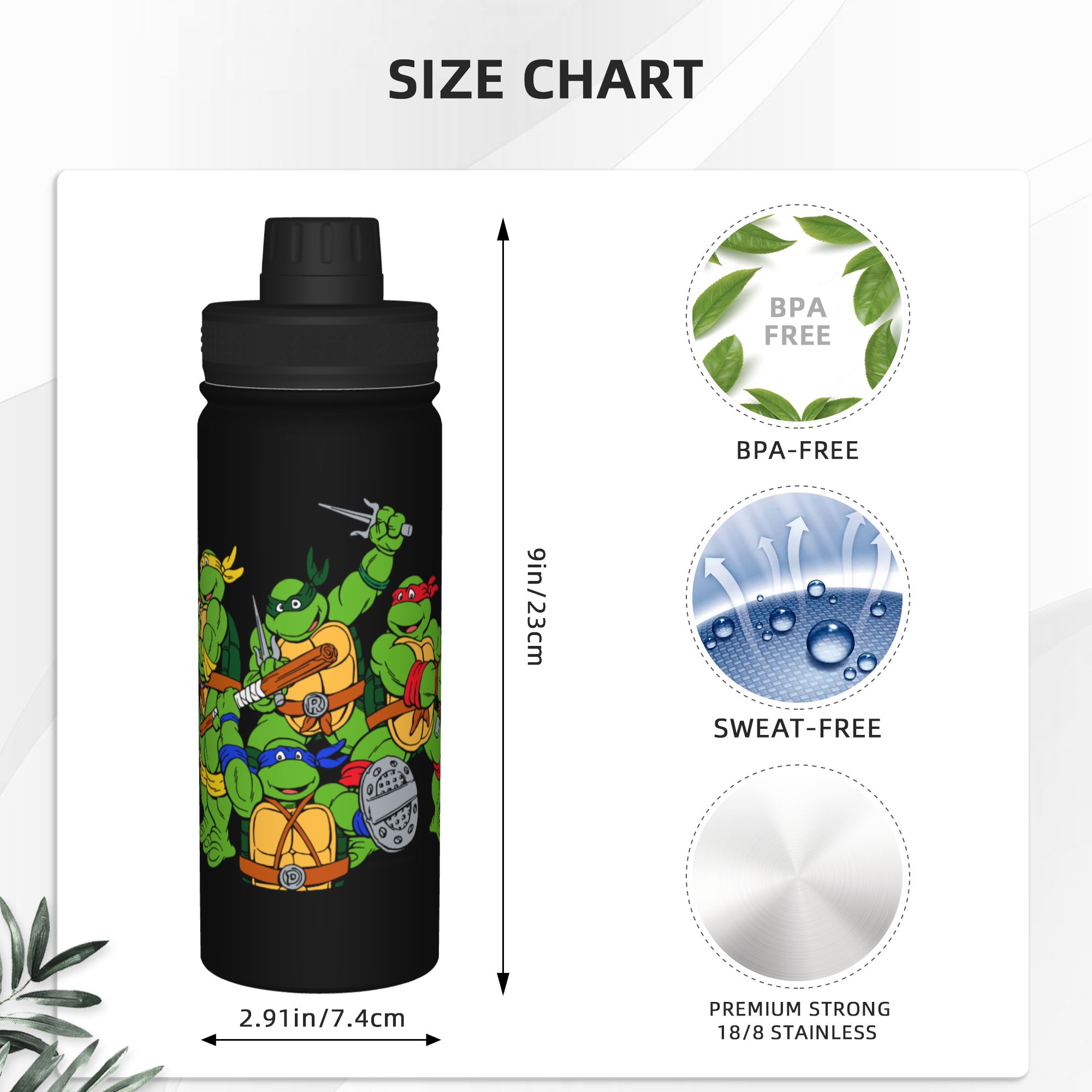 Cartoon Ninja T-Turtles 18OZ S - Sports Water Bottle Insulated 评论和价格