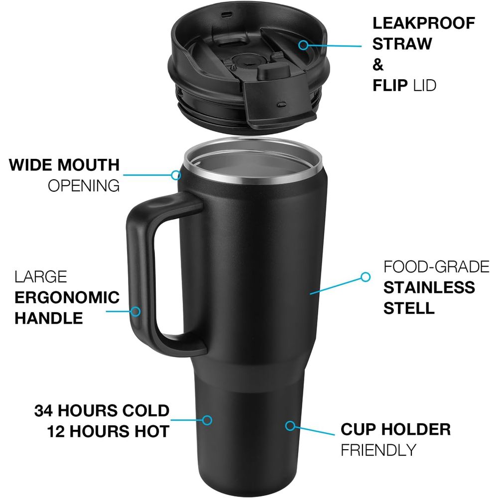 40 oz Insulated Travel Mug wit - Sports Water Bottle Insulated 评论和价格