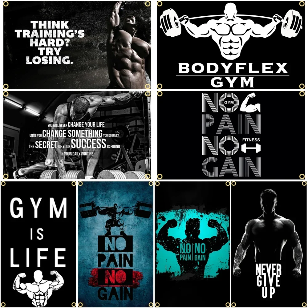 GYM Flag Message Signs Slogan  - Sports Equipment Poster 评论和价格
